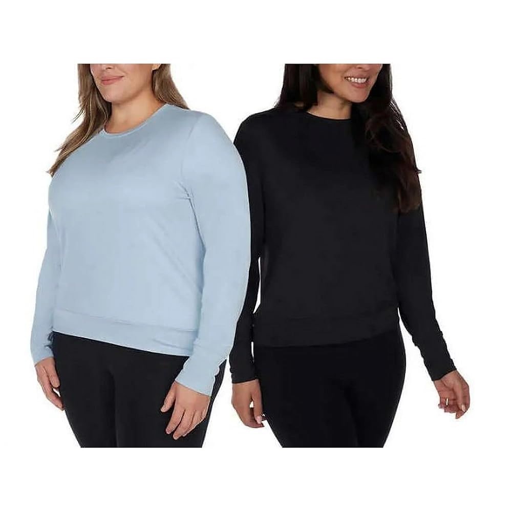 Black And Light Blue Long Sleeve Soft T-Shirts Lukka Lux Women’s Size XL